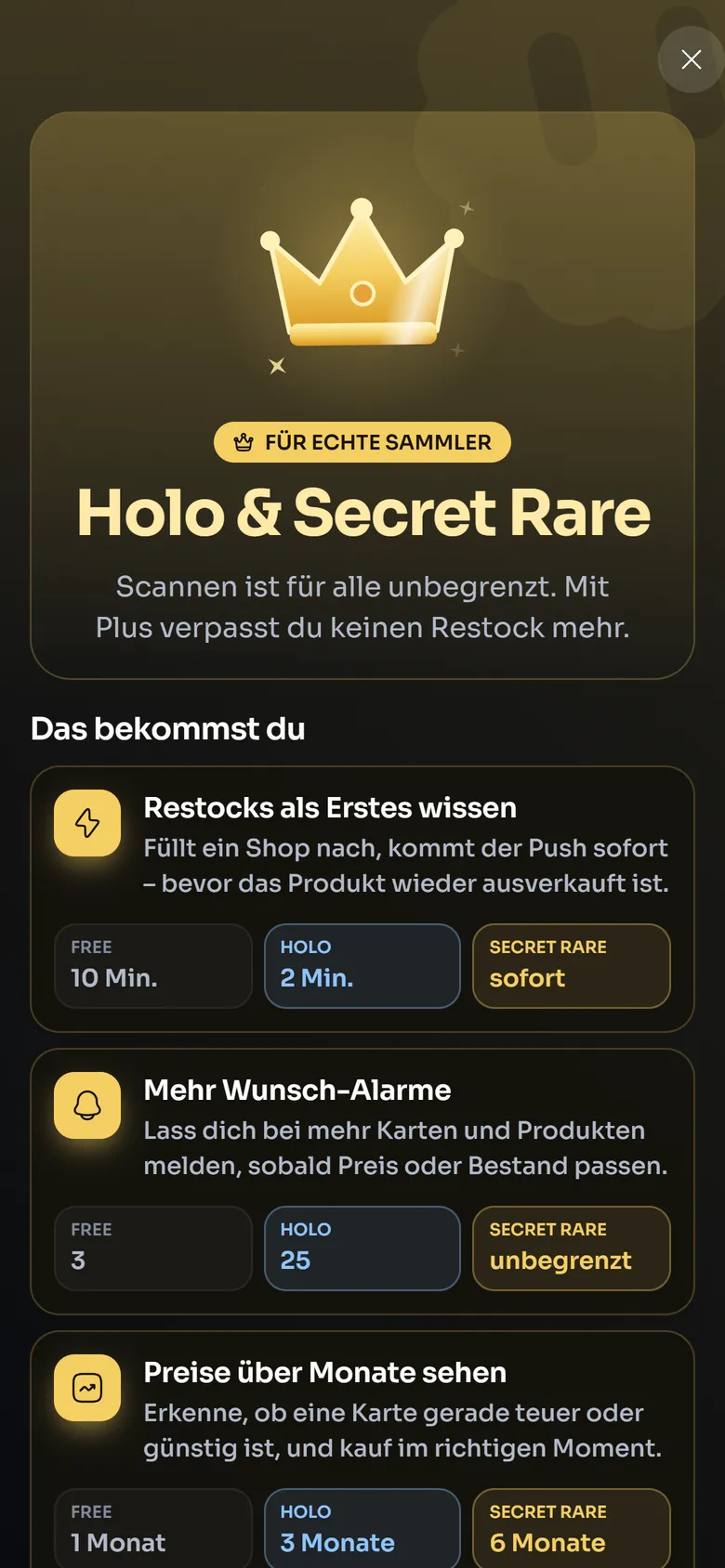 Pläne Holo und Secret Rare